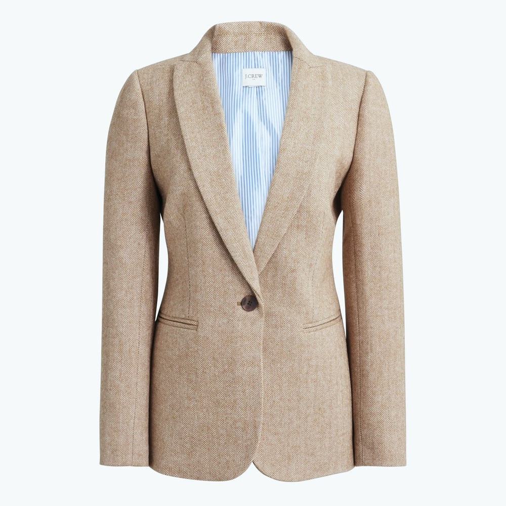 J. Crew Factory Beige Tweed Single-Button Blazer